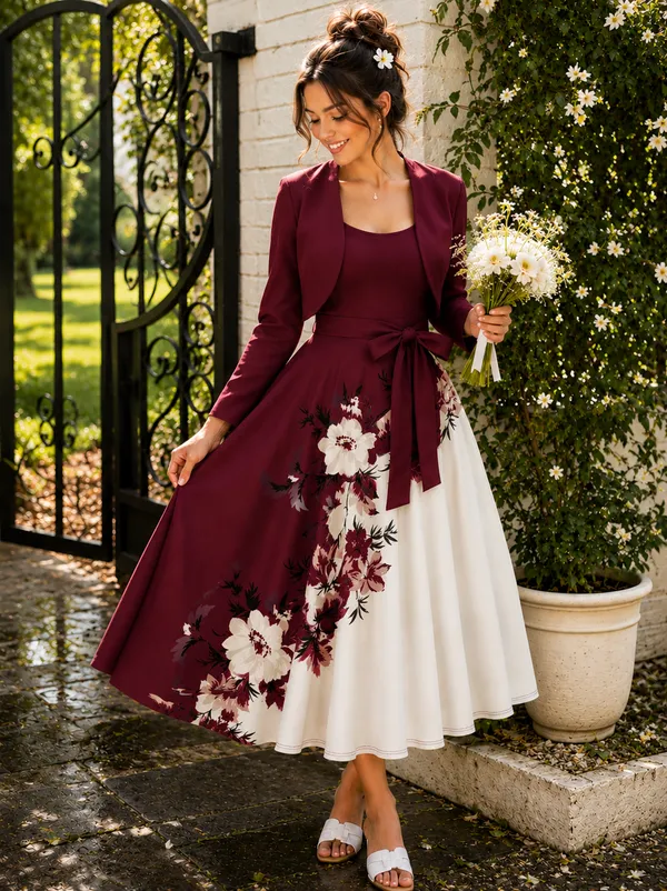 Elara_Elegant_2_Piece_Womens_Maroon_Cardigan_Jacket_Floral_Suspender_Dress_Set