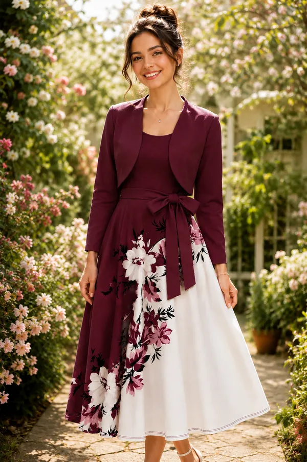 Elara_Elegant_2_Piece_Womens_Maroon_Cardigan_Jacket_Floral_Suspender_Dress_Set