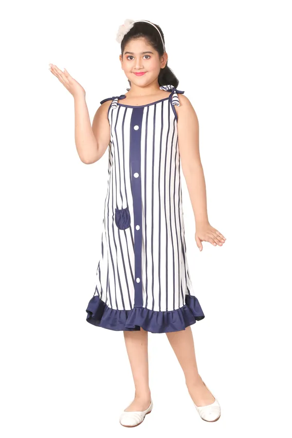 Navy_Blue_And_White_Striped_Tie-Shoulder_Frock_For_Girls