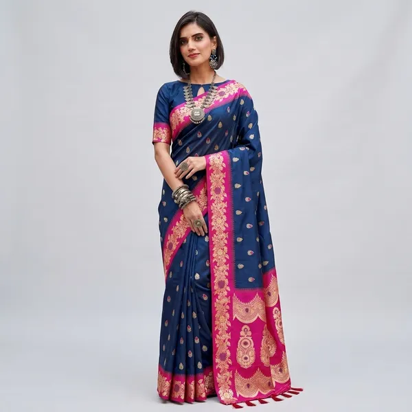 Navy_Blue_Silk_Zari_Woven_Banarasi_Saree_For_Women