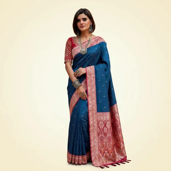 Teal_Silk_Zari_Woven_Banarasi_Saree_For_Women