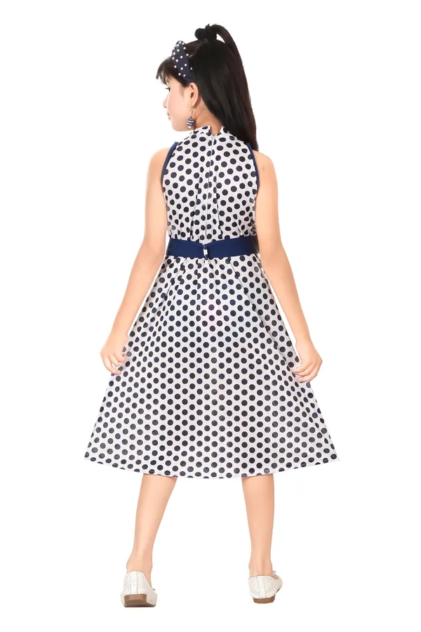 White_And_Navy_Blue_Polka_Dot_Fit_And_Flare_Dress_For_Girls