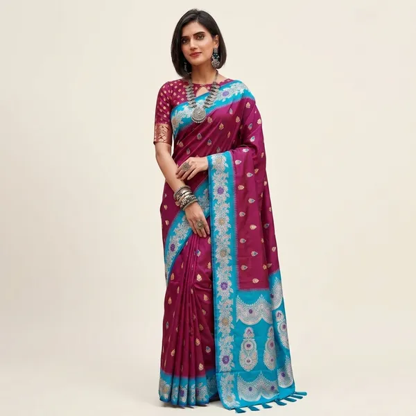 Maroon_Silk_Zari_Woven_Banarasi_Saree_For_Women