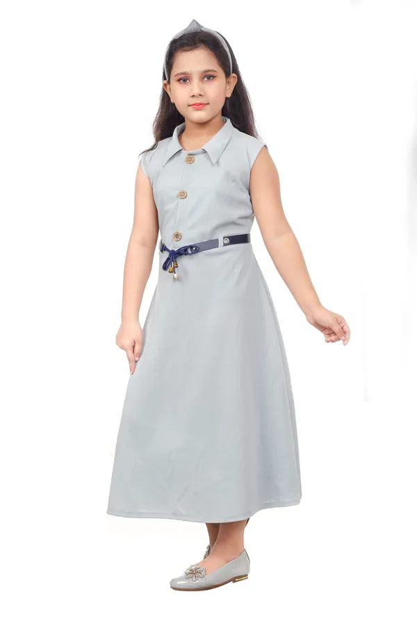 Grey_Sleeveless_Collared_A-Line_Dress_For_Girls