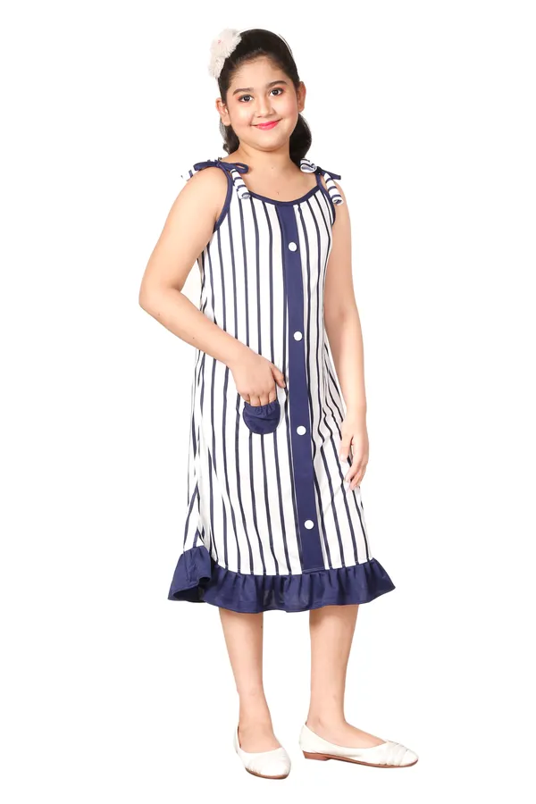 Navy_Blue_And_White_Striped_Tie-Shoulder_Frock_For_Girls