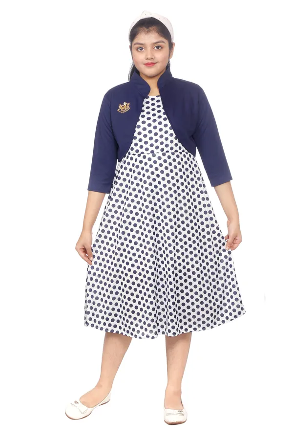 Navy_And_White_Polka_Dot_Fit_And_Flare_Dress_With_Shrug_For_Girls