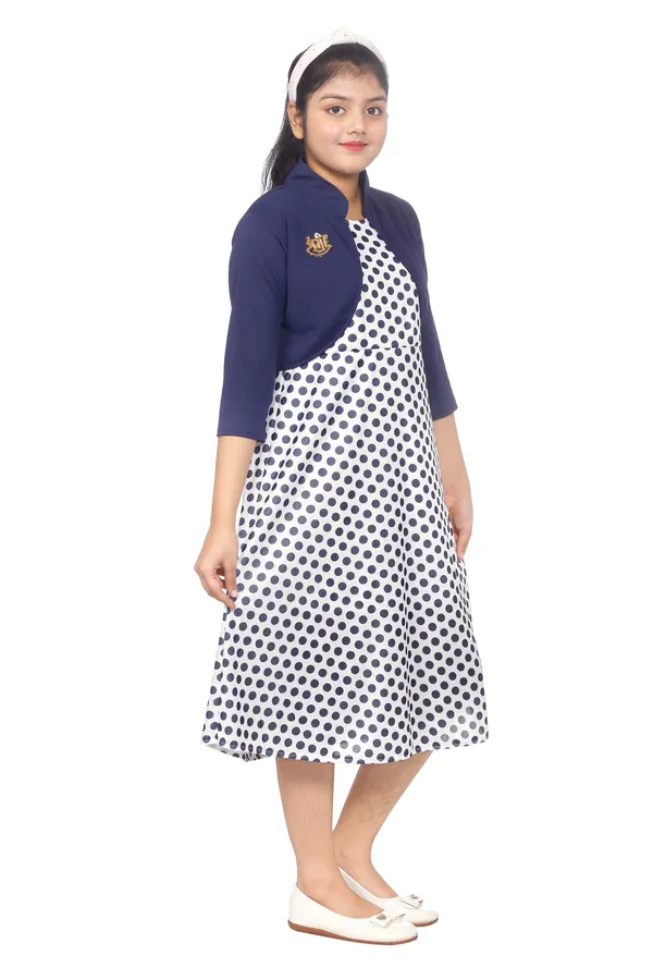 Navy_And_White_Polka_Dot_Fit_And_Flare_Dress_With_Shrug_For_Girls