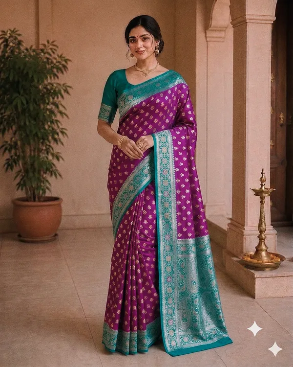Purple_Silk_Woven_Zari_Border_Banarasi_Saree_For_Women