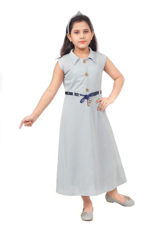 Grey_Sleeveless_Collared_A-Line_Dress_For_Girls