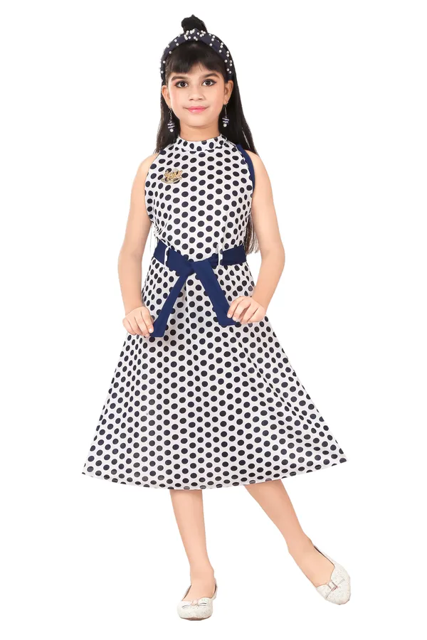 White_And_Navy_Blue_Polka_Dot_Fit_And_Flare_Dress_For_Girls