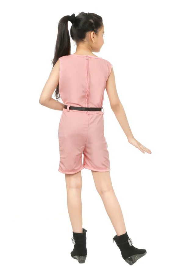 Pink_Sleeveless_Belted_Playsuit_For_Girls