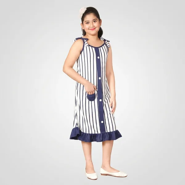 Navy_Blue_And_White_Striped_Tie-Shoulder_Frock_For_Girls