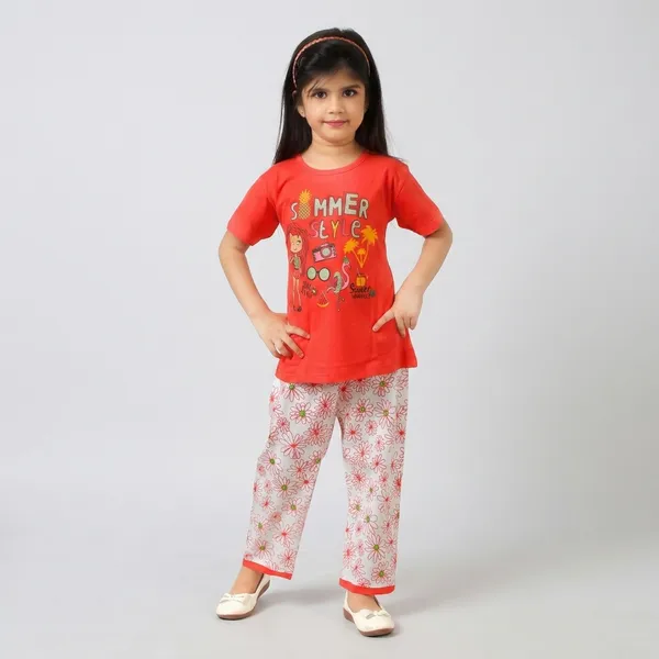 Red_Cotton_Relaxed_Summer_Print_Pyjama_Set_For_Girls