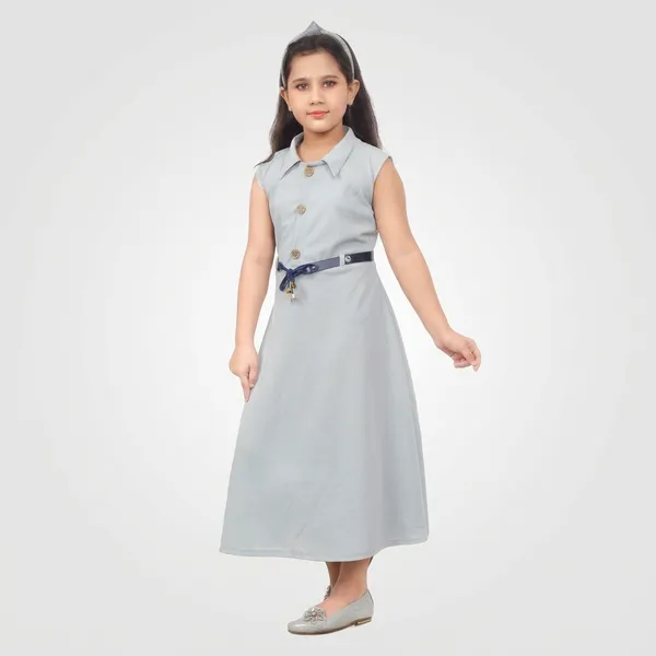 Grey_Sleeveless_Collared_A-Line_Dress_For_Girls
