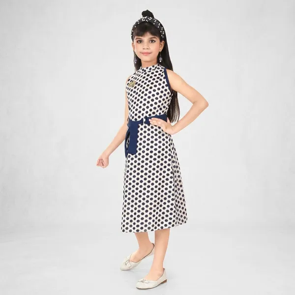 White_And_Navy_Blue_Polka_Dot_Fit_And_Flare_Dress_For_Girls