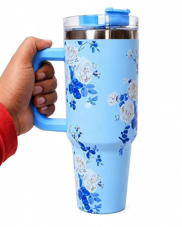 Stainless_Steel_Floral_Insulated_Travel_Tumbler_1200_Ml_Blue