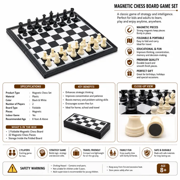GC_Magnetic_Chess_Board_Game_Set_|_Foldable_Travel_Chess_with_Magnetic_Pieces_|_Strategy_Board_Game_for_Kids_&_Adults_|_2_Player_Educational_Game_|_Age_8+