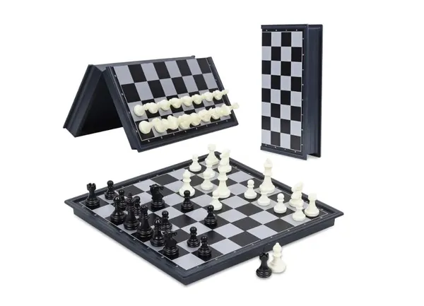 GC_Magnetic_Folding_Chess_Set_for_Kids_&_Adults_|_Portable_Travel_Chess_Board_Game_with_Magnetic_Pieces_|_Strategy_Learning_Game_|_Black_&_White