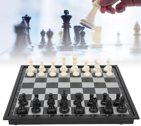 GC_Magnetic_Folding_Chess_Set_for_Kids_&_Adults_|_Portable_Travel_Chess_Board_Game_with_Magnetic_Pieces_|_Strategy_Learning_Game_|_Black_&_White