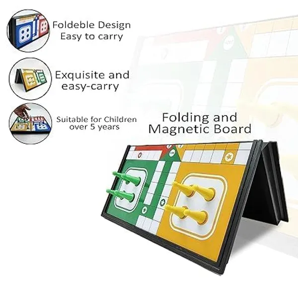 GC_Magnetic_Ludo_Board_Game,_Portable_Folding_Strategy_Game_with_Magnetic_Pawns_and_Dice,_Travel-Friendly_Family_Game_Night_Essential_for_Ages_3+