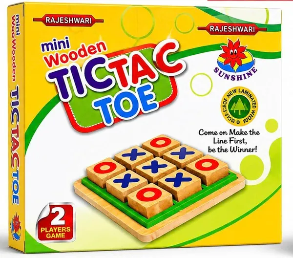 GC_Mini_Wooden_Tic_Tac_Toe_Board_Game_|_Classic_X_&_O_Strategy_Game_|_2_Player_Educational_Wooden_Toy_|_Travel_&_Family_Game_|_Age_3+
