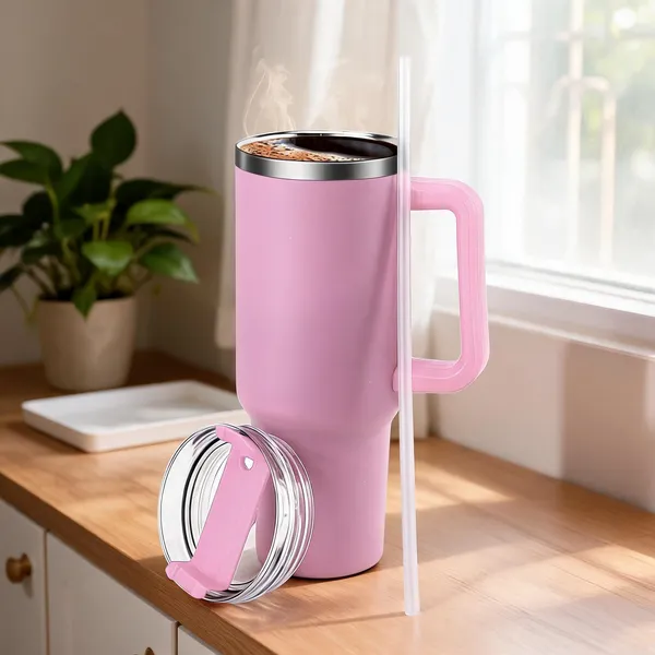 Stainless_Steel_Floral_Pink_Insulated_Travel_Tumbler_1200_Ml_With_Straw