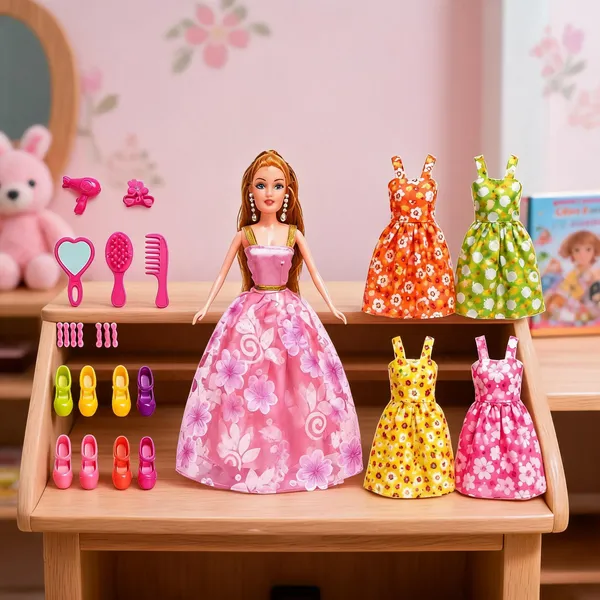 Pink_Fashion_Princess_Doll_Set_With_Long_Hair_For_Girls_3_Years