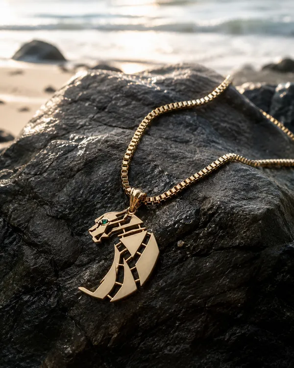 The_Panther_Geometric_Pendant_Necklace_Golden