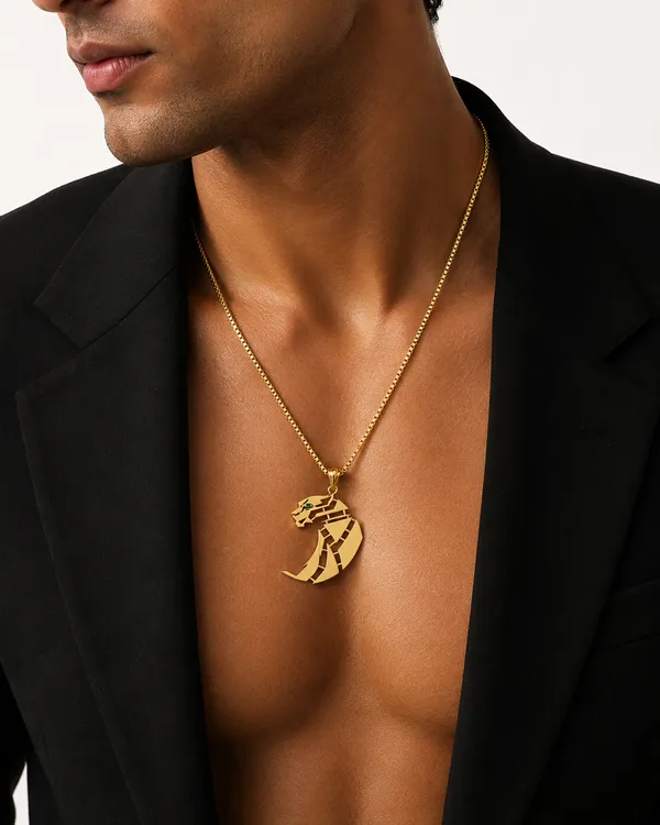 The_Panther_Geometric_Pendant_Necklace_Golden