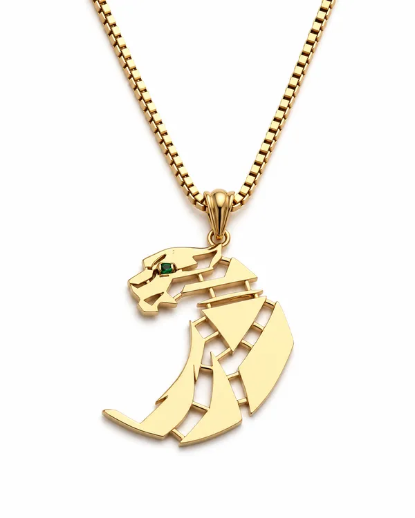 The_Panther_Geometric_Pendant_Necklace_Golden