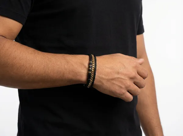 Black_And_Gold_Leather_Onyx_Bracelet