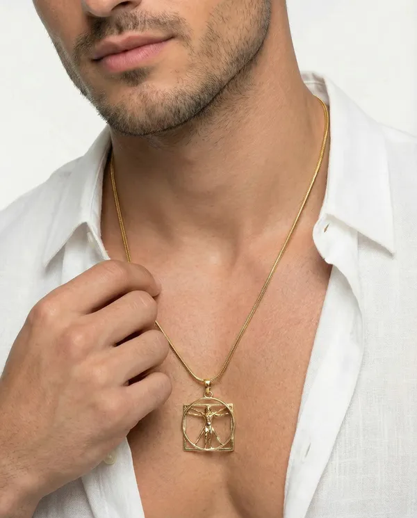 Vitruvian_Man_Pendant_Necklace_Golden