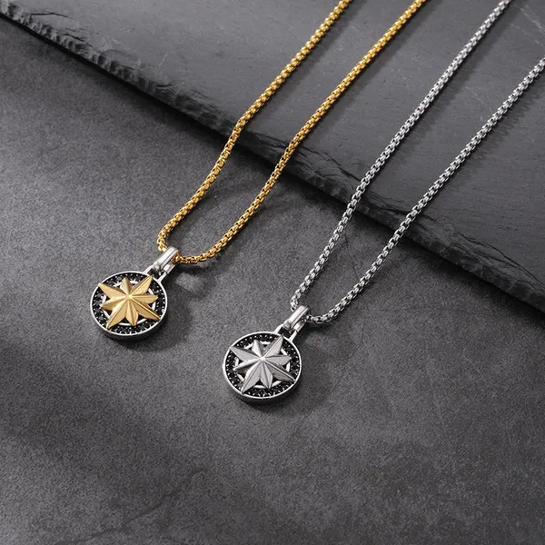 Viking_Compass_Star_Zircon_Pendant_Necklace_Golden