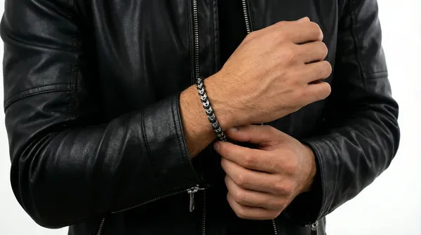 Weave_Leather_Steel_Bracelet