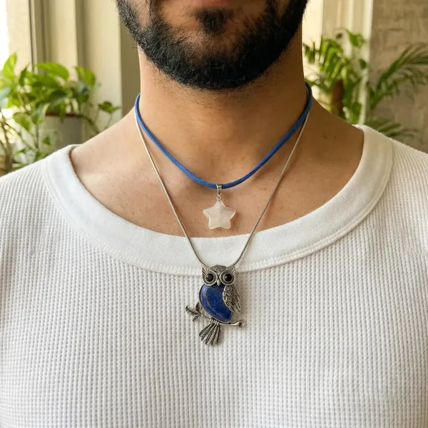 Mystic_Owl_Layered_Pendant_Set_Lapis_Lazuli_Fog_Quartz