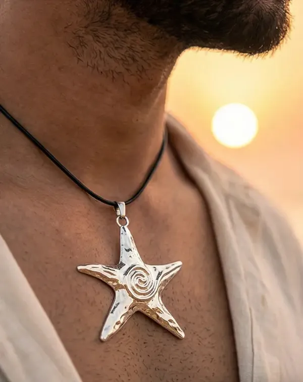 Spiral_Starfish_Statement_Pendant_Leather_Cord