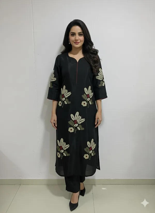 Black_Mal_Chanderi_Straight_Kurta_Set_With_Dupatta_For_Women