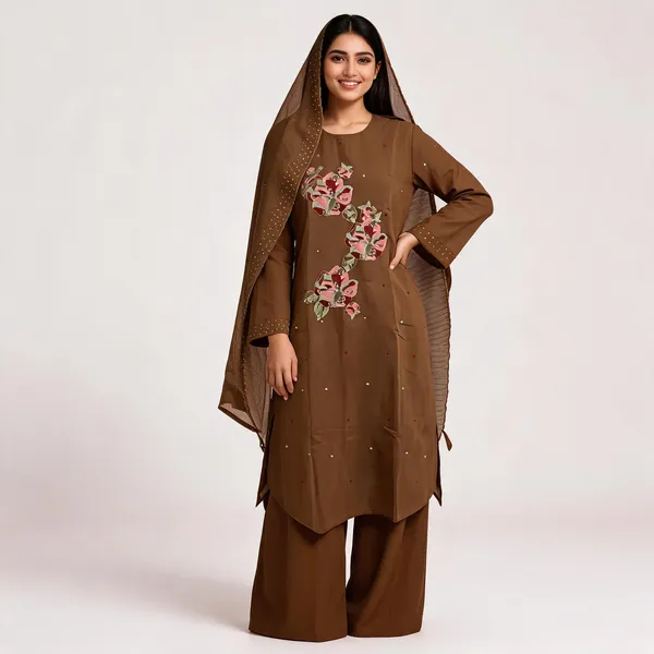 Brown_Mal_Chanderi_Floral_Embroidered_Kurta_Set_With_Dupatta_For_Women