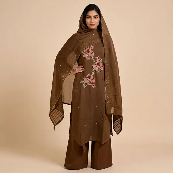 Brown_Mal_Chanderi_Floral_Embroidered_Kurta_Set_With_Dupatta_For_Women