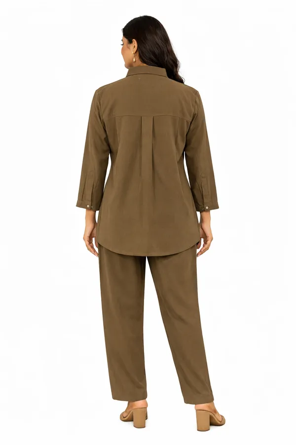 Olive_Brown_Linen_Cotton_Floral_Embroidered_Kurta_Pant_Co-Ord_Set_For_Women
