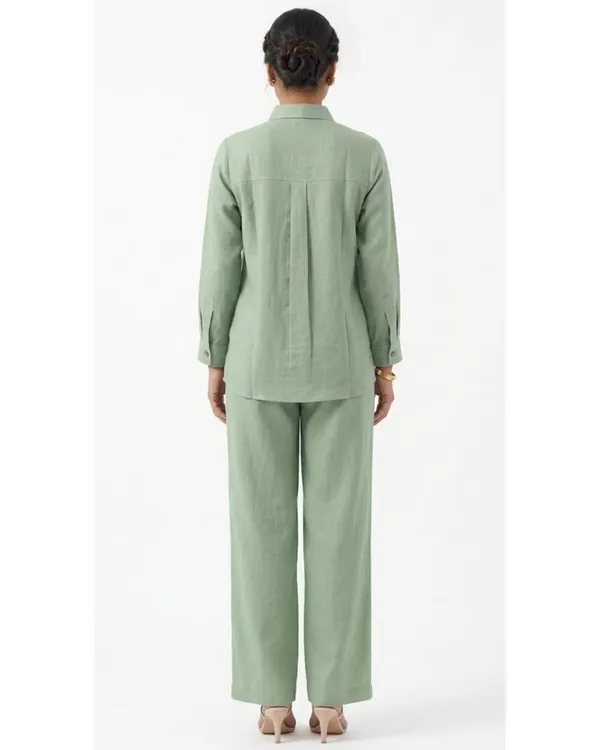 Sage_Green_Linen_Cotton_Floral_Embroidered_Shirt_Pant_Co-Ord_Set_For_Women