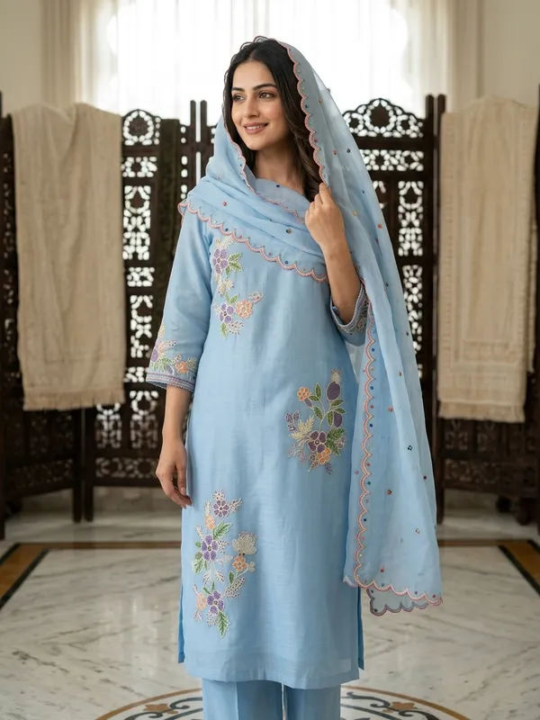 Sky_Blue_Mal_Chanderi_Embroidered_Kurta_Set_With_Dupatta_For_Women