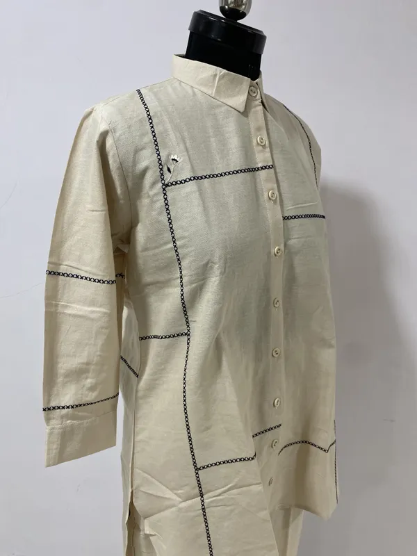 Off_White_Linen_Cotton_Embroidered_Kurta_Pant_Co-Ord_Set_For_Women