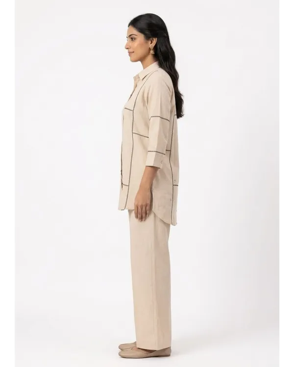 Off_White_Linen_Cotton_Embroidered_Kurta_Pant_Co-Ord_Set_For_Women