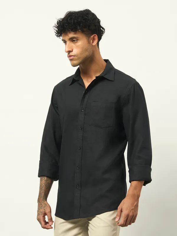Black_Cotton_Regular_Fit_Full_Sleeve_Shirt_For_Men