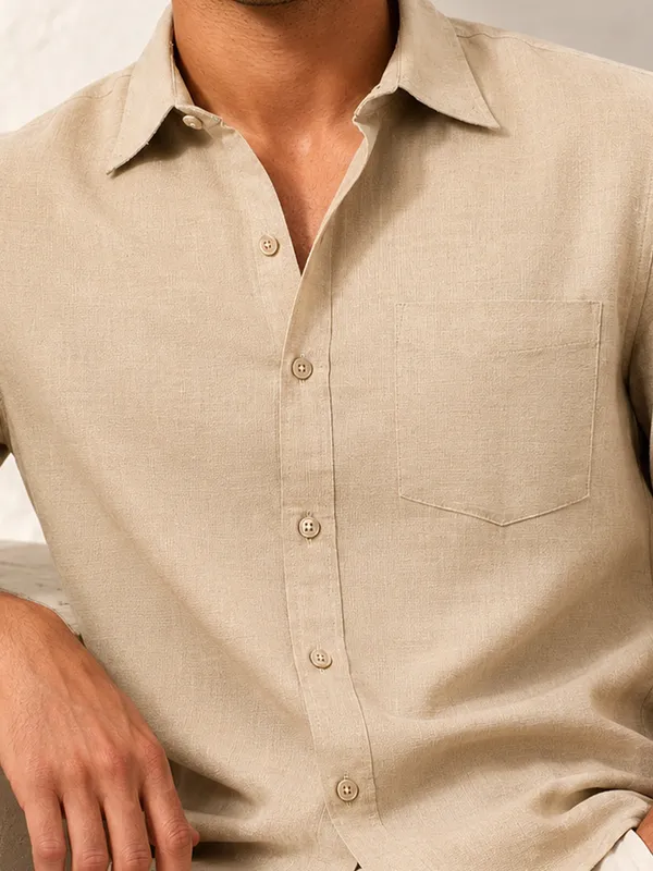 Sand_Beige_Cotton_Relaxed_Fit_Full_Sleeve_Shirt_For_Men