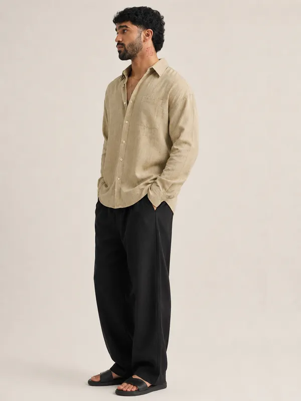Sand_Beige_Cotton_Relaxed_Fit_Full_Sleeve_Shirt_For_Men