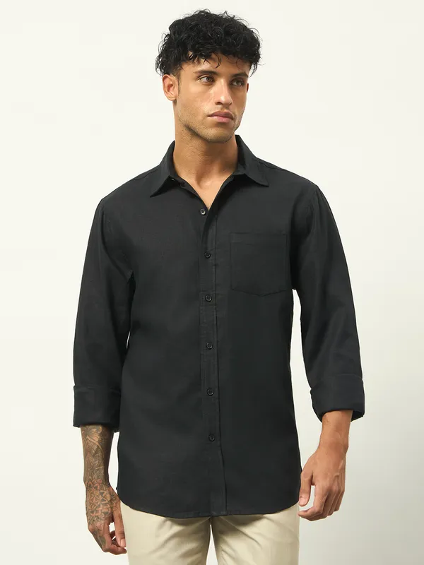 Black_Cotton_Regular_Fit_Full_Sleeve_Shirt_For_Men