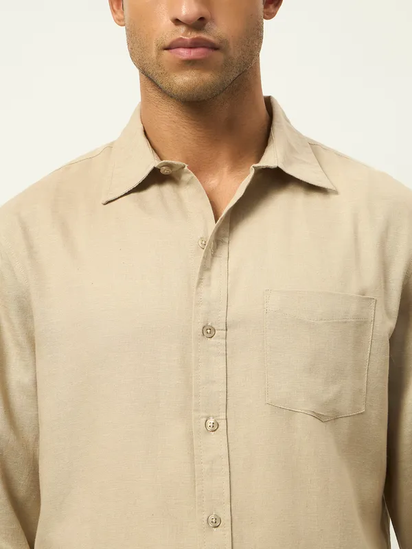 Beige_Cotton_Regular_Fit_Full_Sleeve_Shirt_For_Men