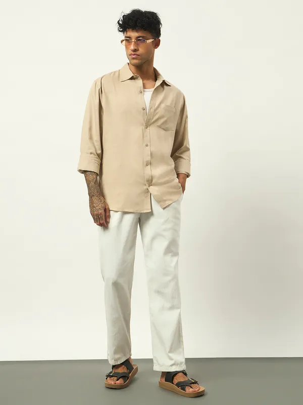 Beige_Cotton_Regular_Fit_Full_Sleeve_Shirt_For_Men